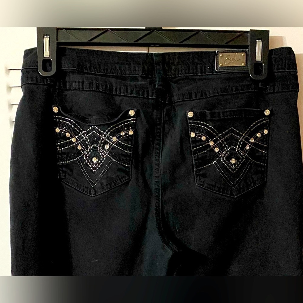 Earl Jeans Denim, Crop, Rhinestones, Embellished, Embroidery, Metallic, Sz 12 - Picture 8 of 12